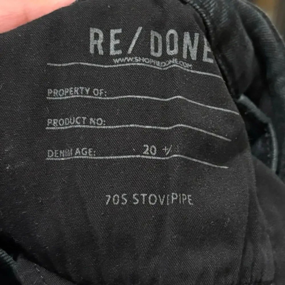 Re/Done Originals Black 70s Stove Pipe High-Rise Stretch Crop Jeans Size 30